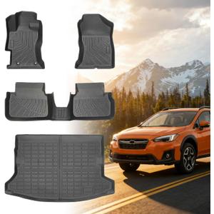 Floor Mats for Subaru Crosstrek 2018-2021-2023, for Subaru Impreza(NOT Hybrid) 2017-2023, Front Rear Mats & Cargo Mat, TPE Anti-Slip Waterproof Summer Winter Floor Liners Car Accessories