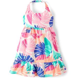Gymboree Girls' and Toddler Halter Top Dresses (3T, Tropical Palm)