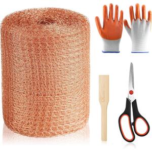 Copper Mesh Rodent Control, 5 in x 100 ft Wire Screen Roll for Mice Rat Rodent, Bat & Snail, Copper Mesh Roll for Weep Hole Filler, DIY Pest Blocking for Home and Garden