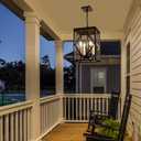 Black Exterior Pendant Lights for Porch with Clear Glass 4 Light Adjustable Hanging Lamp Farmhouse Lantern Porch Light Exterior Chandelier Ceiling Mount for Entrance Patio, White Candle Socket