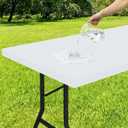 Smiry Rectangle Tablecloth, Elastic Fitted Flannel Backed Vinyl Tablecloths for 5ft Folding Tables, Waterproof Wipeable Table Covers for Indoor, Outdoor, Picnic and Camping (White, 36"x60")