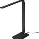 EXCELLO GLOBAL PRODUCTS Wellness Series 5-Touch Adjustable Pivot LED Desk Lamp, Flexible Dimmable Task Light for Home Office, 16", Black