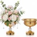 2 Pcs Gold Metal Vases for Centerpieces Crystal Gold Compote Vase Footed Wedding Elegant Centerpieces Compote Bowl Decorative for Anniversary Ceremony Tables Birthday Party