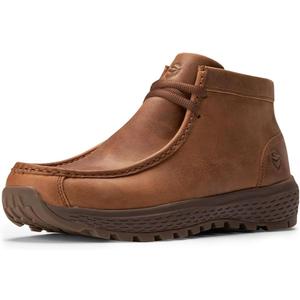 SUREWAY Men's Chukka Boots, Lightweight Durability Leather Moc Toe Work Boots Fashion Hiking, Driving Shoes, Chelsea Boots for All-Weather Comfort (Office, Casual, Dress) (8.5, Brown)