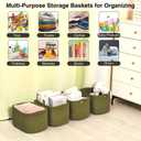Dcerzxzci Small Storage Baskets for Organizing, Woven Storage Baskets for Shelves, Cotton Rope Basket for Storage, Cute Rectangular Book Toy Green Basket, 12.7"×9.1"×7.9", 4 Packs, Green