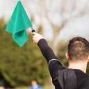 4Pcs Sports Referee Flags, Stainless Steel Pole with Sponge Grip, High Visibility Signal Tool for Soccer Football Volleyball Track Competition (Green)