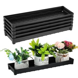 6 PCS Plastic Plant Tray Saucer, Rectangular Window Sill Plant Tray for Indoors Outdoor Flower Pots for Window Shelf, Clear Thick Plastic Plant Trays for Succulent Planter, Square Plant Saucers