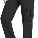 Womens Hiking Pants Lightweight Quick Dry Cargo Pants 4 Pockets Water Resistant Travel Casual Work Athletic Pant (Black, M)