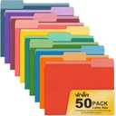 ViVin File Folder, 50 Pack Colored File Folders with 1/3-Cut Tabs, Fits 8.5 * 11 Letter Size Paper, Manilla Folders for Home Office School Documents(Multicolored)