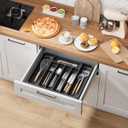 2 x Kitsure Cutlery Drawer Organiser for Kitchen - Adjustable Cutlery Tray for Effortless Utensil Sorting, Versatile Kitchen Storage & Organisation Solution, 12.13" x 1.54" x 8.07"~13.90", Black (Medium)