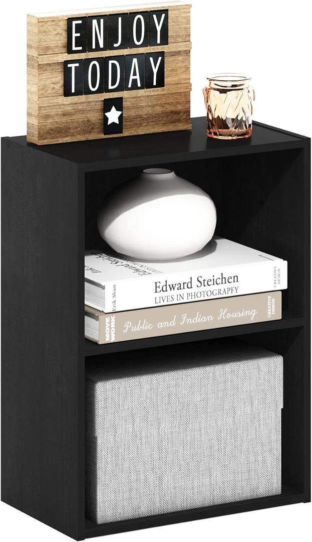 Furinno Luder Bookcase / Book / Storage, Blackwood 2-Tier, 2-Tier, 9 x 16 x 21