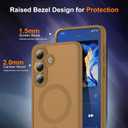 Compatible with Samsung Galaxy S25 FE,Compatible with MagSafe Transparent Clear Design Frame Matte Phone Case Shockproof Protective Cover for Women Girls Brown