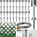 Wire Trellis for Climbing Plants Outdoor, 20-Set Wall Wire Trellis Kit with 1/8in x 98ft Stainless Steel Cable, T316 Espalier System for Fence and Garden DIY Projects