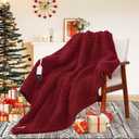 MAXEVE Heated Blanket Electric Throw 50"x60" Soft Double Sided Sherpa Heating Blanket with 8 Fast Heating Levels & 1-8H Auto-Off,Over-Heat Protection,Machine Washable,ETL Certification,Christmas Red (Wine)