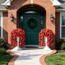 Fake Bougainvillea Artificial Hanging Flowers, 2 PCS Outdoor Faux Plants UV Resistant Realistic Silk Long Trailing Vines for Door Porch Outside Planter Urn Patio Garden Yard Dec, Red