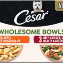 Cesar Wholesome Bowls Adult Wet Dog Food, Beef, Chicken, Carrots, Barley & Green Beans Recipe and Chicken, Apple & Sweet Potato Recipe Variety Pack, Wet Food for Dogs, 3 oz., 6 Count (EXP 09/14/27)