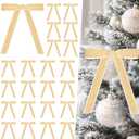 Artmag 24 Pcs Velvet Bows for Christmas Tree Rustic Bows Velvet Christmas Ornaments for Door Garland Wreath Gift Party Holiday Decoration (Width of 1 Inch,Beige)