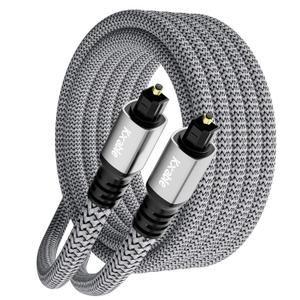 Optical Audio Cable 20 FT, Digital Audio Cable, Toslink Fiber Optic Cord, [Nylon Braided, Slim Aluminum Shell, Gold Plated Connector], for Home Theater, Sound Bar, PS4, Xbox, TV and More