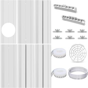 Portable Air Conditioner Door Vent Kit with 5.9inch Coupler, Mobile AC Unit Window Vent Seal Kit with 6 Adjustable Seal Plates for Vertical/Horizontal Sliding Door/Window