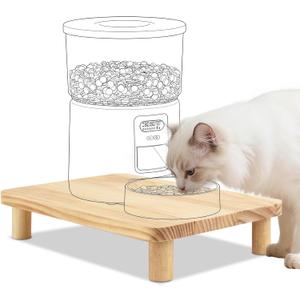 SZEE Cat Food Stand for Automatic Feeder & Tradition Bowls, Elevated Cat Food Table Station, Raises Feeder/Bowl by 6cm, Premium Solid Wood Material, Relieves Spine and Joints Noticeably on Pets