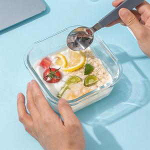 2 Cup Square Glass Food Container with Airtight Lids, Small Glass Square Meal Prep Containers, BPA free 16oz Food Bowls For Soup Snack fruit, Microwave, Dishwasher, Freezer Safe (4 color)