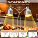 Food Heat Lamp - 500W Commercial Food Warmer Lamp 2-Head Portable Electric Heat Lamps Catering Warming Light for Buffet Parties Restaurant Kitchen, Silver