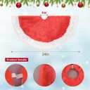 2 x 24 Inch Faux Fur Christmas Tree Skirt Soft Plush Tree Mat Thick Red Velvet and White Plush Tree Skirts Christmas Decorations Fluffy Tree Skirts Xmas Holiday Party Indoor Decorations, Red