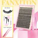 FANXITON Lash Clusters Kit Wispy Clusters Eyelash Extensions Natural Lash Extension Kit 168 Pcs 10-18mm Individual Lashes Thin Band Cluster Lashes with Waterproof Lash Bond and Seal Tweezers