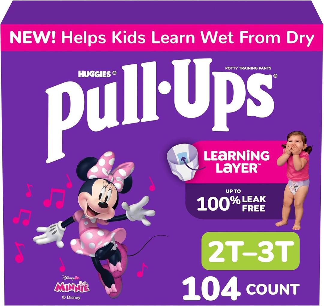 Pull-Ups Girls' Potty Training Pants, Size 2T-3T Training Underwear (16-34 lbs), 104 Count