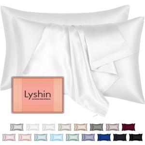 Silk Pillow Cases 2 Pack Standard Size with Hidden Zipper, Mulberry Silk Pillowcase for Hair and Skin, Smooth and Soft Breathable Cooling Silk Satin Pillowcase Set of 2, Gifts for WomenPure White