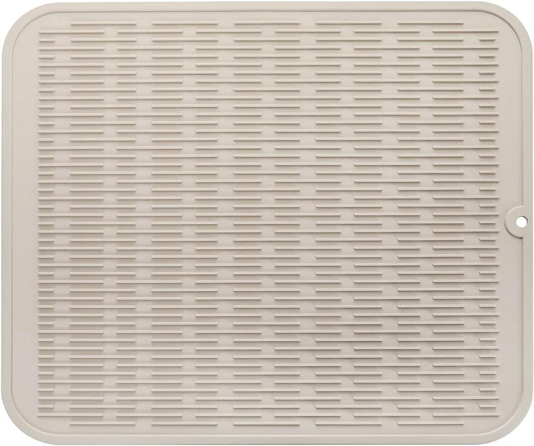 Silicone Dish Drying Mat for Multiple Usage,Easy clean,Eco-friendly,Heat-resistant Silicone Mat for Kitchen Counter or Sink,Refrigerator or Drawer Liner Tapioca 2XL 24 inches x 18 inches, Tapioca