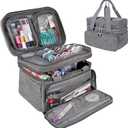 SINGER Sewing Accessories Organizer (Bag Only)  Double Layer Portable Sewing Storage Bag | 2 Detachable Pouches and 18 Compartments, Large Sewing Supplies & Crafting Carry-all (Gray)