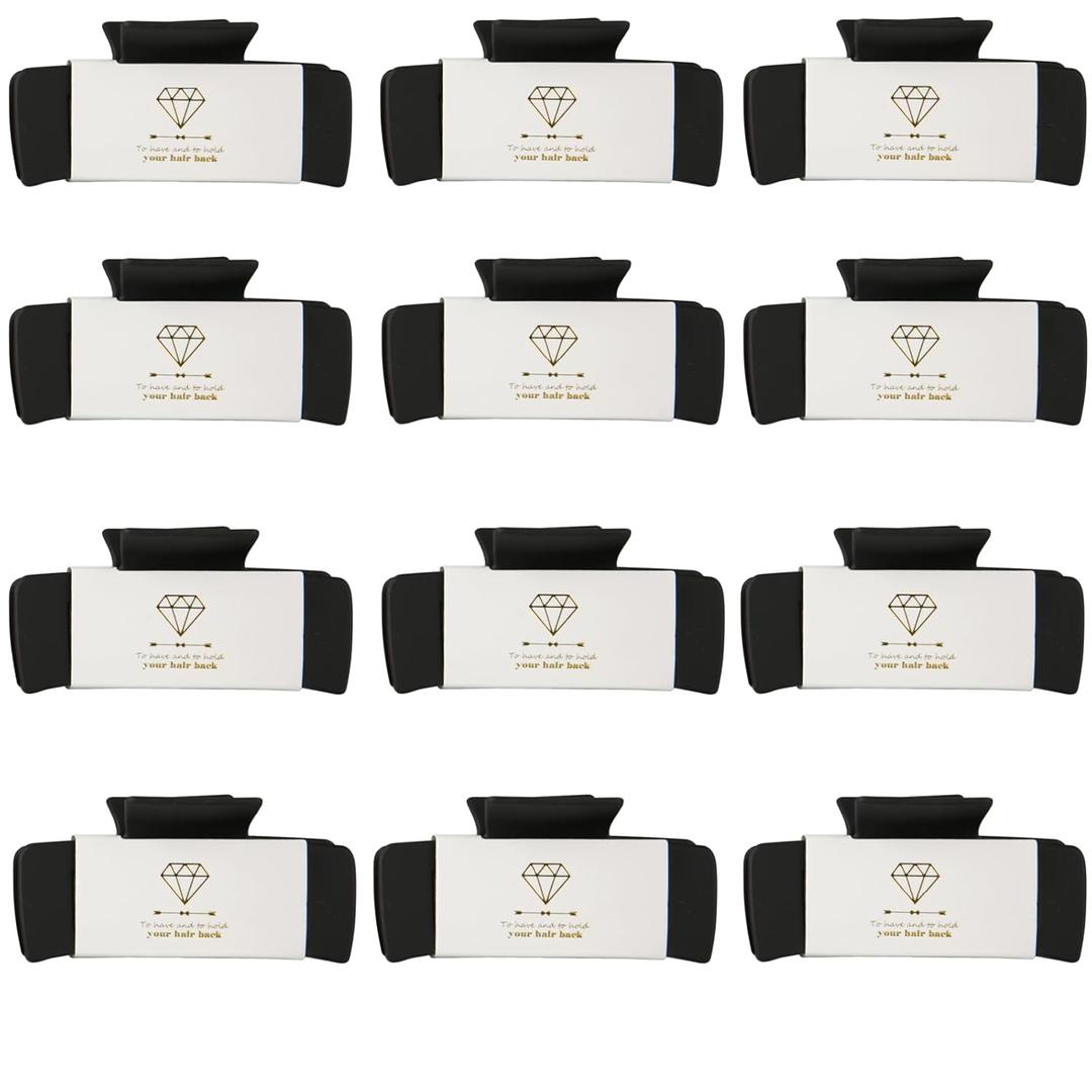 8pcs Bridesmaid Proposal Gifts 4.1 Inch Square Set of 8 Bachelorette Hair Claw Clips ideas Bridal Shower Gift for Wedding Party Favors (12pcs Black)