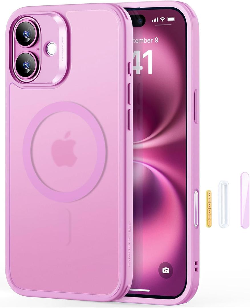 ESR for iPhone 16 PlusCase, Compatible with MagSafe, Shockproof Military-Grade Protection, Magnetic Phone Case for iPhone 16 Plus, Classic Hybrid Case (HaloLock), Frosted Pink
