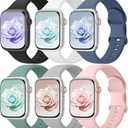 6 Pack Sport Bands Compatible with Apple Watch Bands 38mm 40mm 41mm 42mm 44mm 45mm 46mm 49mm for Women Men, Soft Wristband Silicone Sport Strap for iWatch Bands Series 11 10 9 8 7 6 5 4 3 2 1 Ultra SE