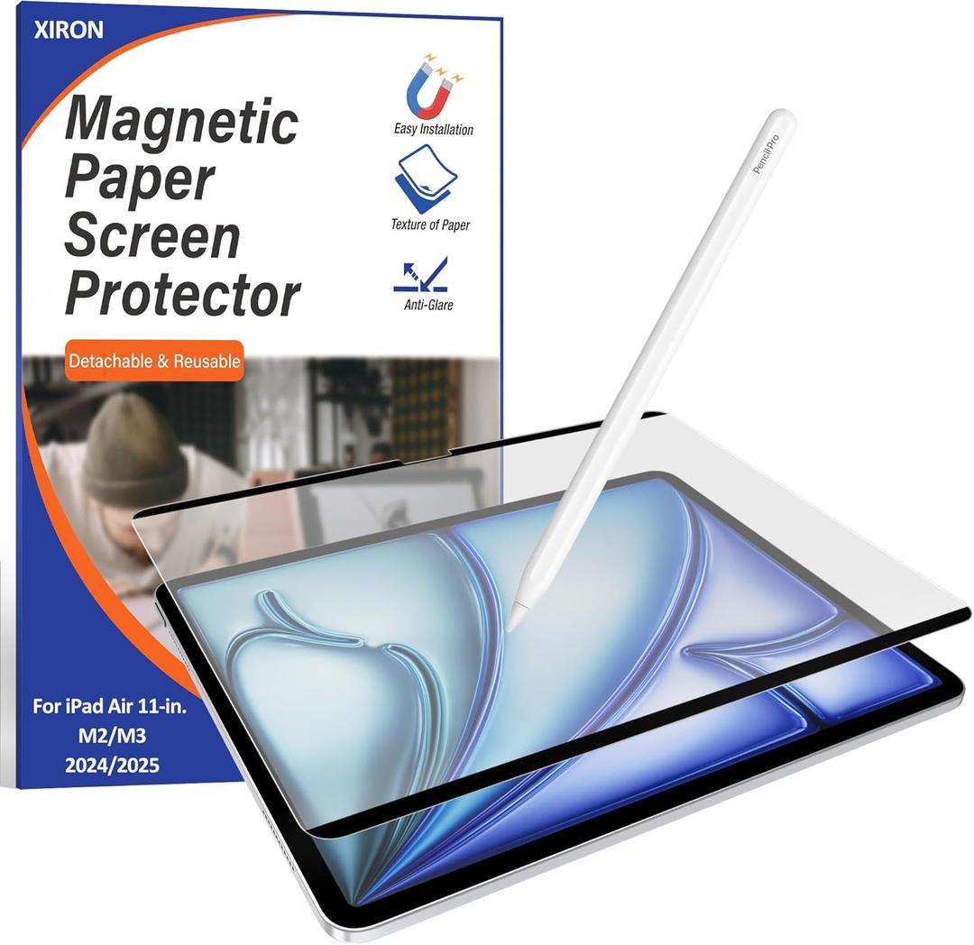 Magnetic Paper Screen Protector for iPad Air 11-inch M3 2025/ M2 2024, Matte Screen Protector for iPad Air 11", Write and Draw Feel Like on Paper, Anti-Glare and Anti-Scratch, Detachable and Reusable