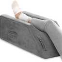UBBCARE Leg Elevation Pillow for Leg/Knee Surgery Recovery, Memory Foam Leg Pillow with Velvet Washable Cover, Small Grey