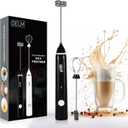 Delm Milk Frother Electric USB Stainless Steel Accessory - Frother Wand Foam Maker for Lattes - Milk Frother Handheld for Cappuccino, Frappe, Matcha, Hot Chocolate - Frother for Coffee (black)