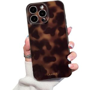 Cute Phone Case for iPhone 15 Pro Max Case Amber Leopard Full Camera Protective Slim Shockproof Aesthetic-Brown Amber