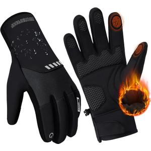 Winter Gloves for Men Women Cold Weather,Waterproof Winter Bike Gloves for Men Warm with Touchscreen Fingers,for Cycling,Driving,Motorcycle (Medium, black)