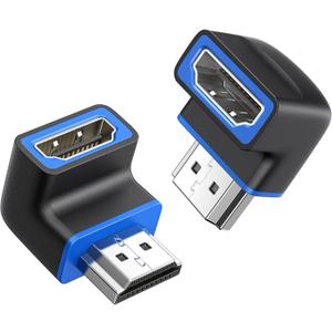 Cable Matters 2-Pack 48Gbps 8K Right Angle HDMI 2.1 Adapter with HDR, Supports 8K@60Hz / 4K@240Hz, 90 Degree HDMI Adapter Male to Female, Black