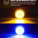 Partsam 10Pcs Dual Revolution 2 inch Round 9LED Marker Light, Amber Side Marker Clearance Lights to Blue Auxiliary Lights for Trailer Truck, Clear Lens,12V, Waterproof