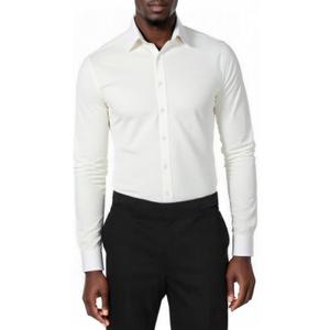 Beninos Men's Wrinkle Free Dress Shirts Slim Fit Long Sleeve Casual Button Down Shirt (White, S)