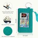 Lanyard with Wallet - Zip ID Case with Lanyard - Lanyard with id Holder - Card Holder Keychain with Zippers -Premium Quilted Microfiber - Jade
