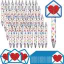 48 Sets Valentine's Day Pens Gift Bulk for Coworkers Employees, Heart Print Ballpoint Pens with Happy Valentine's Day from to Exchange Cards for Office School Classroom Party Adult Kid Teacher