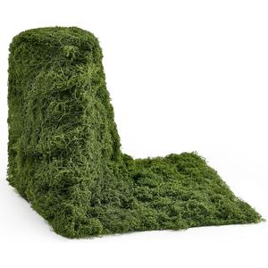 Artificial Moss Mat 11.8" x 8.85ft, Faux Moss Roll Runner Sheet for Crafts & Wedding Decor, Reusable Green Nylon Fake Moss Roll for Garden Theme Party, Fireplace & Table Display