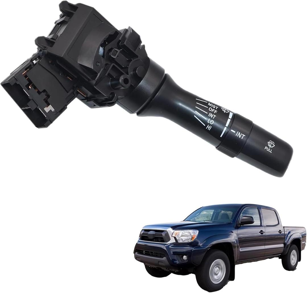 XQSMWF Turn Signal Headlight Switch Front Windshield Wiper Switch 8465204141 84652-04141 Compatible with Toyota Tacoma 2005 2006 2007 2008 2009 2010 2011 Intermittent Wiper Combination Black