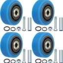 MECCANIXITY 3 Inch Push Cart Wheels Replacement Rubber Rolling Casters Wheel with 3/8" Bore Each Loading Capacity 220 lbs for Furniture Platform Trucks Shopping Cart Shelf, Blue Pack of 4