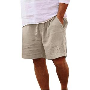 Mens Knee Length Pants Elastic Waist Drawstring Lounge Shorts Solid Loose Fit Sweatpants Comfy Shorts with Pocket S