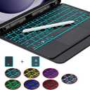 Trackpad Keyboard Case for Samsung Galaxy Tab A9 Plus/A9+ 11 Inch 5G 2023 SM-X210/X216/X218, 7-Color Backlit Slim Wireless Detachable Magnetic Keyboard for A9+ Tablet with S Pen Holder Black